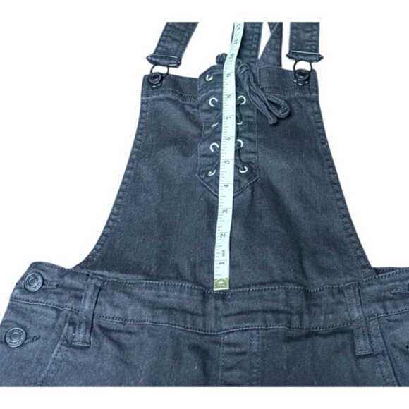 Pacsun Black Denim Overall Shorts With Lace-Up Front Women Size Small - Picture 8 of 13